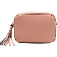 Kitise Women's Tassel Charm Genuine Italian Leather Small Camera Crossbody Bag in Baby Pink