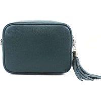 Kitise Women's Tassel Charm Genuine Italian Leather Small Camera Crossbody Bag in Teal