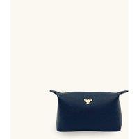 Apatchy London Women's Small Leather Navy Makeup Bag