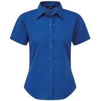 Premier Women's Short Sleeve Poplin Blouse Plain Work Shirt in Royal | Size: 6