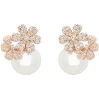 Latelita Women's Bouquet & Pearl Stud Earrings Rosegold in White