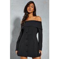 MissPap Women's Tailored Bardot Blazer Mini Dress in Black | Size: 8