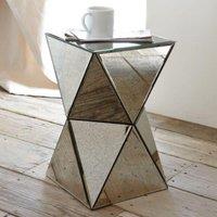 FurnitureboxUK Diamond Contemporary Mirrored Bedside/Side Table in Silver