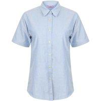 Henbury Women's Oxford Short-Sleeved Formal Shirt in Blue | Size: Small