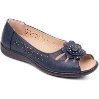 Chums Women's Flower Slip On Open Toe Sandal in Navy | Size: 8