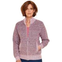 Amber Women's Knitted Fleece Lined Zip Cardigan in Pink | Size: 20-22