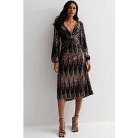 Cutie London Women's V Neck Sequin Bow Dress in Black | Size: 10