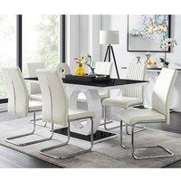 FurnitureboxUK Giovani High Gloss & Glass Dining Table & 6 Lorenzo Chairs Set in White