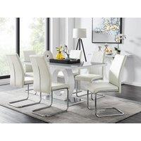 FurnitureboxUK Giovani 6-Seater Grey Glass Dining Table & 6 Lorenzo Faux Leather Dining Chairs in White