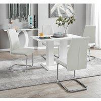 FurnitureboxUK Imperia 4 Seater Modern White High Gloss Rectangular Dining Table & 4 Lorenzo Faux Leather Chairs