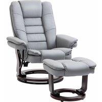 HOMCOM Swivel Manual Recliner & Footrest Set PU Leather Lounge Chair in Grey