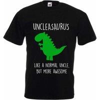 60 SECOND MAKEOVER Men's Uncle Dinosaur T-Shirt in Black | Size: 2XL