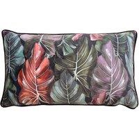Wylder Tropics Mogori Leafage Printed Velvet Cushion in Aubergine | Size: 30 cm x 50 cm