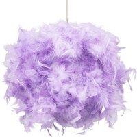 Happy Homewares Eye-Catching & Modern Genuine Feather Decorated Pendant Light Shade in Lilac | Size: 10 inches