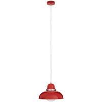 Orsina White Finish Pendant Light With Chrome Detail, Streamlined Hanging Lamp, Glossy Urban Ceiling Fixture in Red