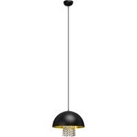 Orsina Black Metal Pendant Light With Crystal Trim, Sleek Ceiling Lighting, Hanging Lamp With Open Base For Dining