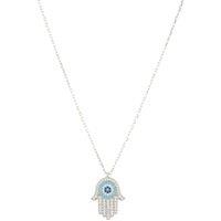 Latelita Women's Hamsa Hand With Evil Eye Pendant Necklace Turquoise Silver in White