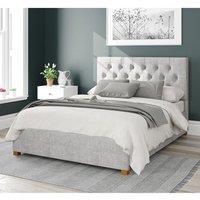 Aspire Olivier Upholstered Ottoman Storage Bed, Pure Pastel Cotton Fabric in Grey | Size: Super King