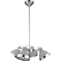 Orsina 4 Shade Grey Pendant Light With Chrome Detailing, Luxrious Ceiling Fixture, Hanging Lamp With Ceiling Mount