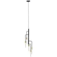 Orsina Modern 5 Bulb Antique Brass Pendant Light, Brass-Toned Hanging Light With 5 Slender Arms, Ambient Lighting in Black