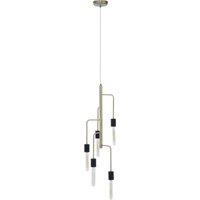 Orsina Modern 5 Bulb Antique Brass Pendant Light, Brass-Toned Hanging Light With 5 Slender Arms, Ambient Lighting in Copper