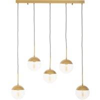 Orsina Industrial Chrome 5 Pendant Light, Adjustable Globe Pendant Ceiling Light for Dining Table, Hanging Light in Gold
