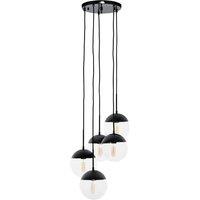 Orsina Gold Finish Five Pendant Lights, 5 Adjustable Hanging Lights, Globe Light Lamp, Warm Metallic Ceiling Lights in Black