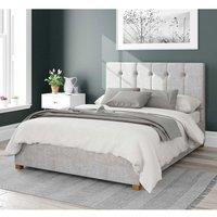 Aspire Hepburn Upholstered Ottoman Storage Bed, Pure Pastel Cotton Fabric in Grey | Size: Small Double