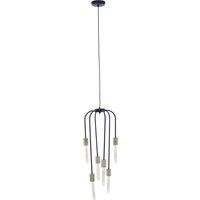 Orsina 6 Bulb Black Pendant Light, Hanging Light With Six Suspended Bulbs, Overhead Lighting For Modern Interiors