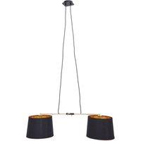 Orsina 2 Bulbs Pendant Light, Matte Black Industrial Ceiling Light With Adjustable Cord, Two Tone Inverted Shades