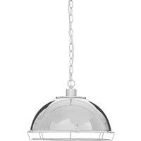 Orsina Chrome Pendant Light With Wire Grille & Chain Suspension, Tough Iron Build Lamp, Decorative Ceiling Light in Silver