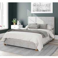 Aspire Garland Upholstered Ottoman Storage Bed, Pure Pastel Cotton Fabric in Grey | Size: Small Double