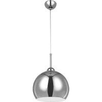 Orsina Chrome Pendant Light With White Inner Shade, Dome Lighting For Kitchens, Modern Metallic Ceiling Drop Lamp in Silver