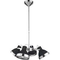 Orsina Bold Orange Multi-Pendant Ceiling Light, Chrome Stem With 4 Adjustable Shades, Glossy Hanging Fixture in Black