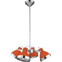 Orsina Bold Orange Multi-Pendant Ceiling Light, Chrome Stem With 4 Adjustable Shades, Glossy Hanging Fixture