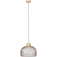 Orsina Matte Black Pendant Light With Brass Holder, Birdcage-Inspired Ceiling Light, Minimalist Hanging Fixture in Gold