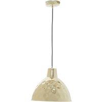 Orsina Hammered Gold Pendant Light With White Interior, Inverted Dome Shade Lamp, Modern Statement Hanging Lamp