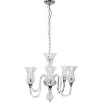 Orsina Glass & Chrome 6 Arm Chandelier, Elegant Glass Lighting Fixture, Chrome Finish Chandelier, Ceiling Light in Silver