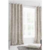 Catherine Lansfield 'Crushed Velvet' Lined Eyelet Curtains in Nude | Size: 168 cm width x 229 cm drop