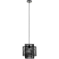 Orsina Rattan Overlapping Pendant Lamp, Rattan Pendant Light in Black