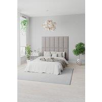 Aspire EasyMount Wall Mounted Upholstered Panels, Modular DIY Headboard in Pure Pastel Cotton Fabric (Pack of 2) in Grey