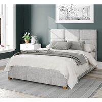 Aspire Caine Upholstered Ottoman Storage Bed, Pure Pastel Cotton Fabric in Grey | Size: Small Double