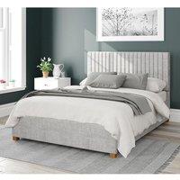 Aspire Grant Upholstered Ottoman Storage Bed, Pure Pastel Cotton Fabric in Grey | Size: Small Double