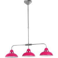 Orsina Hot Pink Finish Chrome 3 Light Pendant, Decorative Pendant Light For Entryways, Hanging Lamp For Dining Room