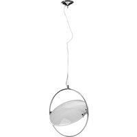 Orsina Small White Glass Pendant Light, Chrome Fitting Hanging Light for Living Room or Bedroom
