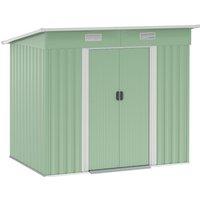 OUTSUNNY 7 x 4ft Outdoor Garden Storage Shed Tool Storage Box for Backyard Patio in Light Green