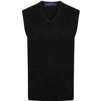 Henbury Men's Sleeveless 12 Gauge V-Neck Fine Knit Jumper in Navy | Size: 2XL