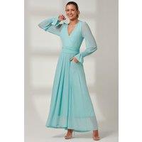 Jolie Moi Women's Greta Long Sleeve Mesh Maxi Dress in Light Green | Size: 10