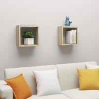 Berkfield Home Wall Cube Shelves 2 pcs Sonoma Oak 30x15x30 cm in Brown | Size: 30 x 15 x 30 cm