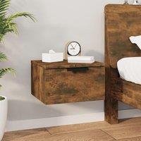 Berkfield Home Wall-mounted Bedside Cabinet Smoked Oak 34x30x20 cm in Brown | Size: 34 x 30 x 20 cm